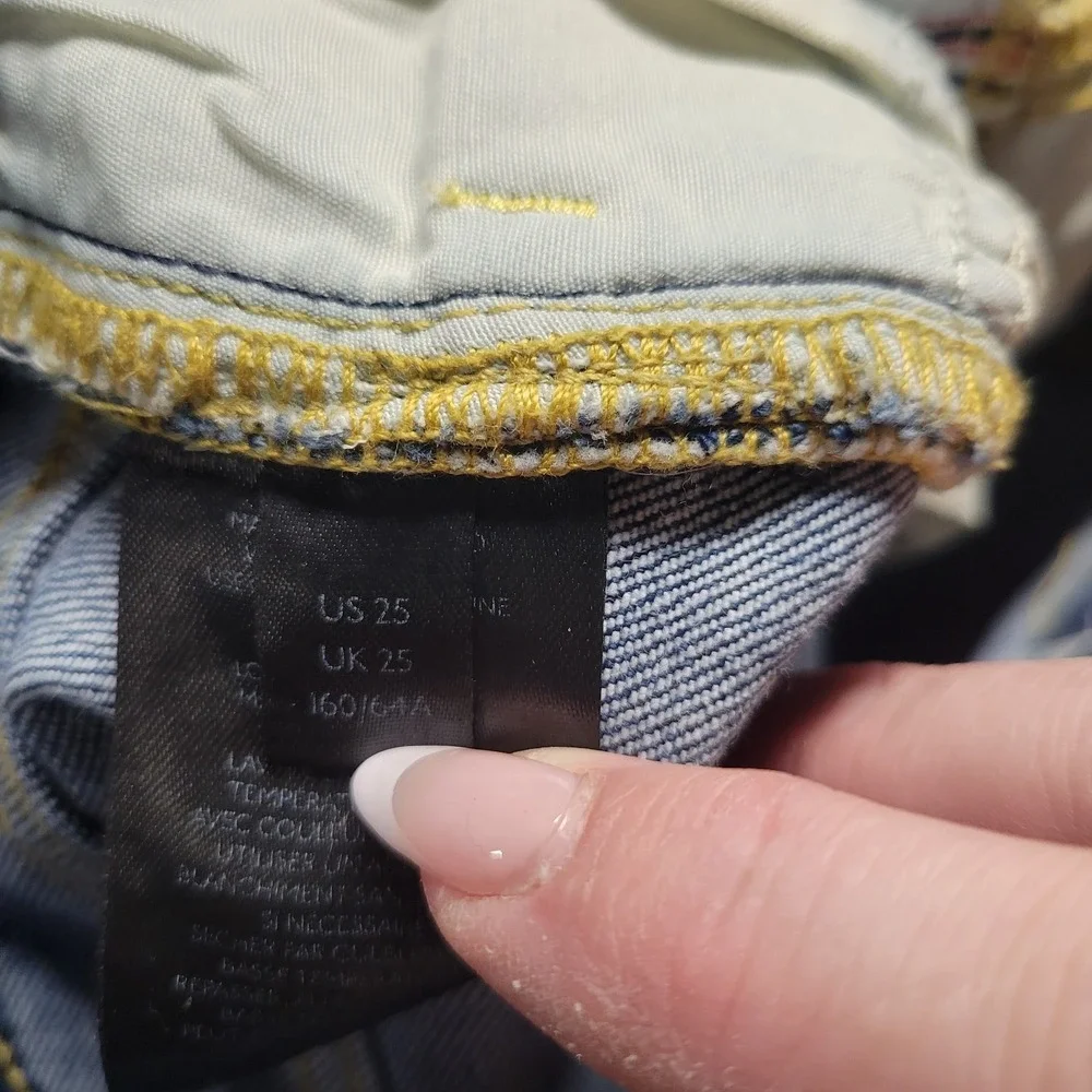 Anthropologie Pilcro Distressed Straight Leg Jeans Medium Wash Size 25 Distress